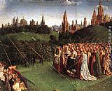 Famous Ghent Paintings - The Ghent Altarpiece Adoration of the Lamb [detail top right 1]